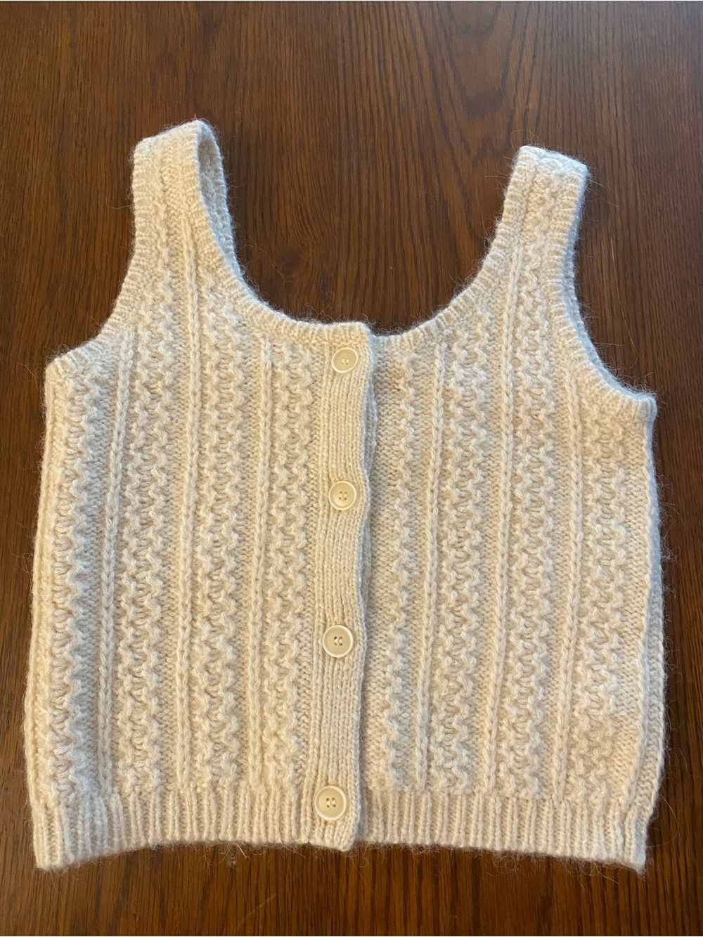 NWT Demylee Kimora Alpaca Top Cream Cable Knit Button Back Sweater Tank